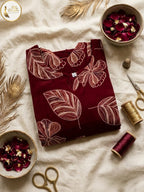 Crimson Red Floral Kurta Set with Dupatta