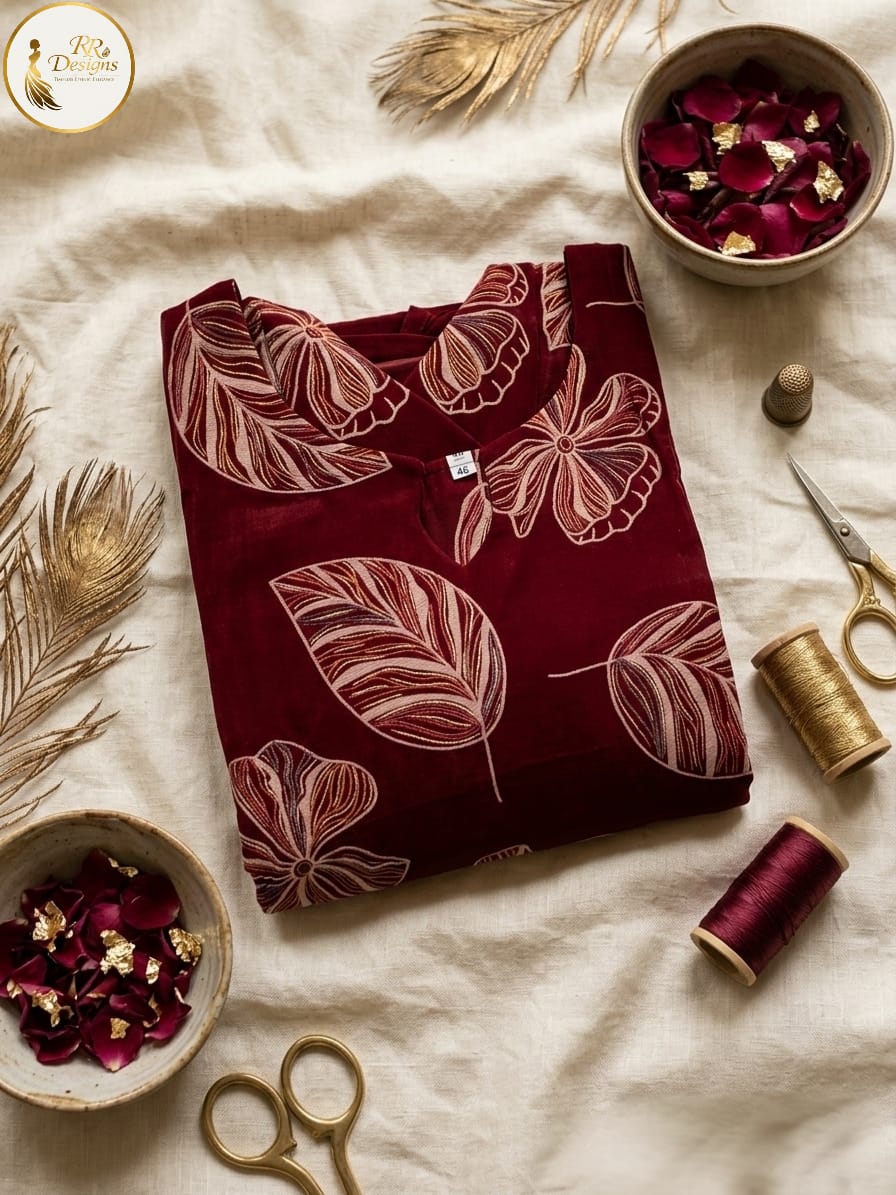 Crimson Red Majesty Long straight cut slitted Kurta, Matching Trousers, Dupatta