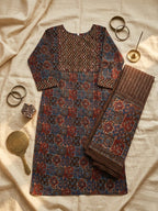 Ajrak Print Cotton Kurti with Dupatta
