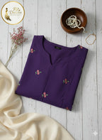 Plum Mulchanderi Cotton Nursing Kurti