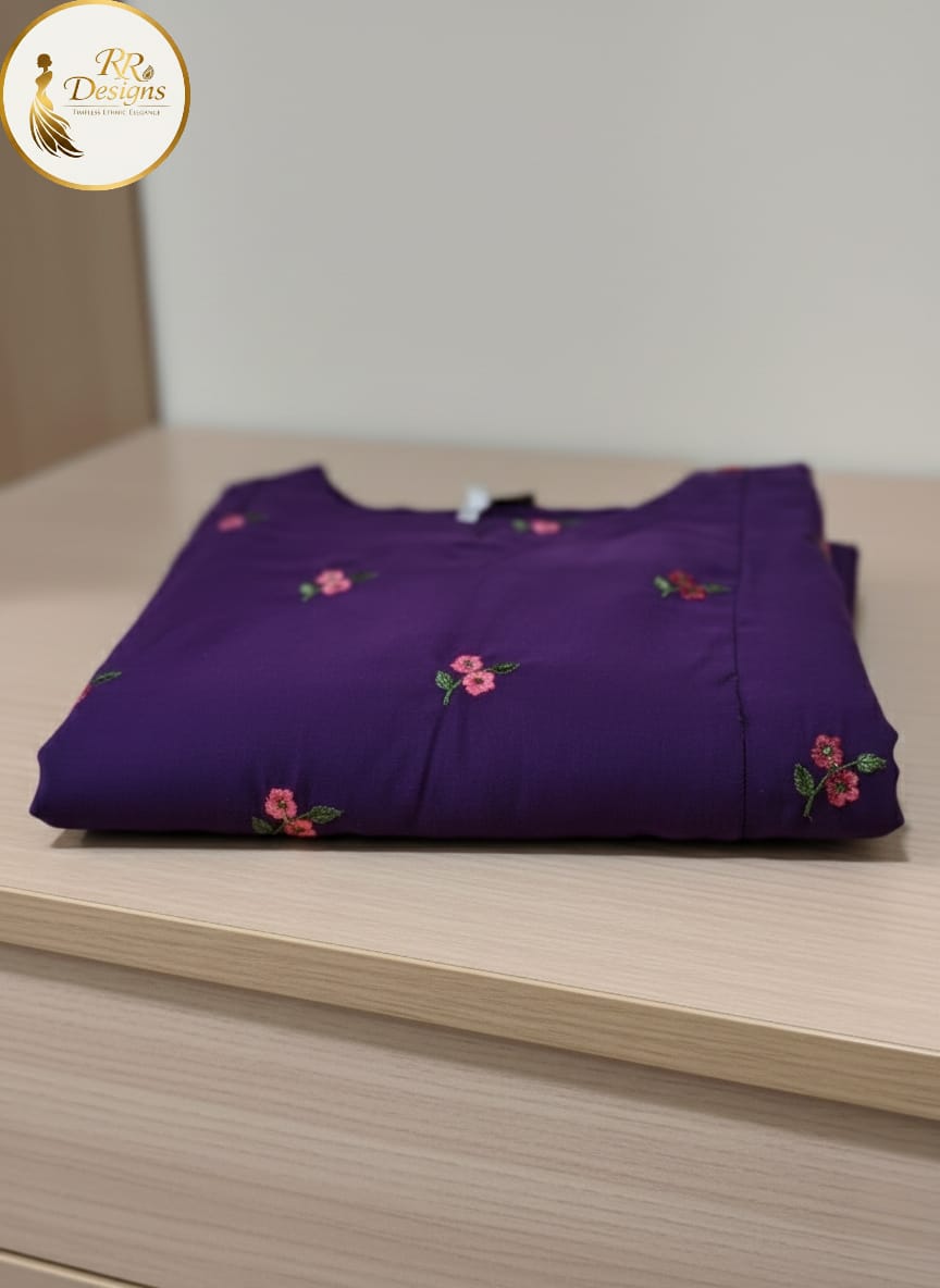 Elegant Plum Mulchanderi Cotton Feeding Kurti