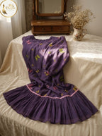 Purple Butterfly Embroidered Mulchanderi Dress