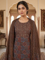 Ajrak Print Cotton Kurti with Dupatta