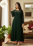 Bottle Green Panelled Anarkali Kurti